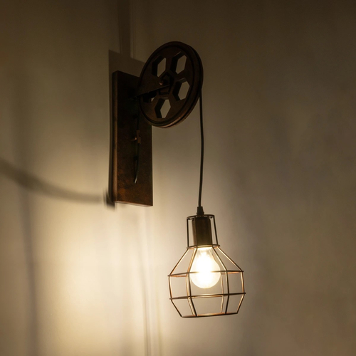 GLOBOSTAR® RYDON 01216 Vintage Φωτιστικό Τοίχου - Απλίκα με Ντουί 1 x E27 AC 220-240V IP20 - Χάλκινο Εφέ Σκουριάς - Μ15 x Π24 x Υ70cm