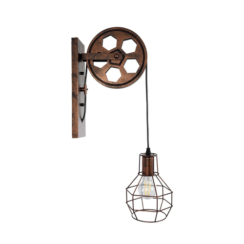 GLOBOSTAR® RYDON 01216 Vintage Φωτιστικό Τοίχου - Απλίκα με Ντουί 1 x E27 AC 220-240V IP20 - Χάλκινο Εφέ Σκουριάς - Μ15 x Π24 x Υ70cm