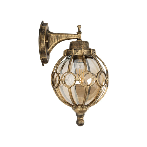 GLOBOSTAR® ETOILE 01227 Vintage Φωτιστικό Τοίχου - Απλίκα με Ντουί 1 x E27 AC 220-240V IP20 - Μπρούτζινο & Μελί - Μ19 x Π21 x Υ34cm