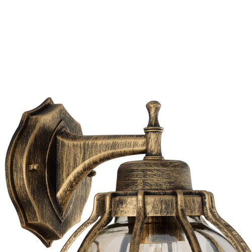 GLOBOSTAR® ETOILE 01227 Vintage Φωτιστικό Τοίχου - Απλίκα με Ντουί 1 x E27 AC 220-240V IP20 - Μπρούτζινο & Μελί - Μ19 x Π21 x Υ34cm