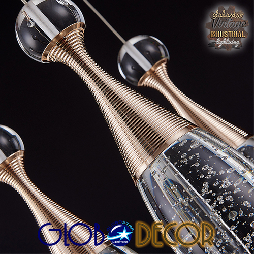 GLOBOSTAR® JADORE 01232 Μοντέρνο Κρεμαστό Φωτιστικό Οροφής LED 5W 400lm 120° AC 220-240V IP20 Θερμό Λευκό 3000K - Lumileds SMD Chip - Χρυσό & Διάφανο - Μ8 x Π8 x Υ26cm - 2 Χρόνια Εγγύηση