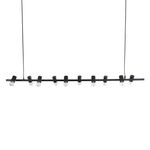 GLOBOSTAR® ALFREDA 01242 Μοντέρνο Κρεμαστό Φωτιστικό Οροφής με Ντουί 10 x E27 AC 220-240V IP20 - Μαύρο - Μ140 x Π18 x Υ7cm