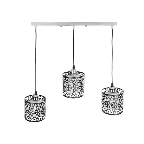 GLOBOSTAR® RAINELDA 01247 Μοντέρνο Κρεμαστό Φωτιστικό Οροφής με Ντουί 3 x E27 AC 220-240V IP20 - Μαύρο & Λευκό - Μ60 x Π15 x Υ19cm