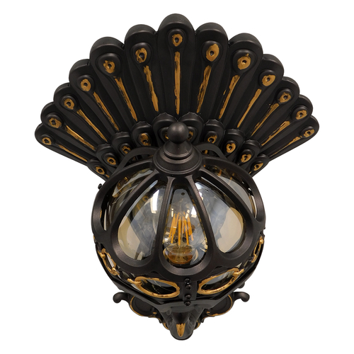 GLOBOSTAR® CORNELIA 01250 Vintage Φωτιστικό Τοίχου - Απλίκα με Ντουί 1 x E27 AC 220-240V IP20 - Καφέ & Χρυσό - Μ20 x Π32 x Υ55cm