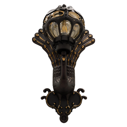 GLOBOSTAR® CORNELIA 01250 Vintage Φωτιστικό Τοίχου - Απλίκα με Ντουί 1 x E27 AC 220-240V IP20 - Καφέ & Χρυσό - Μ20 x Π32 x Υ55cm