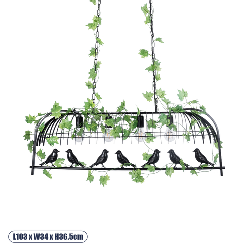 GLOBOSTAR® NEST 01255 Vintage Κρεμαστό Φωτιστικό Οροφής με Ντουί 4 x E27 AC 220-240V IP20 - Mαύρο & Πράσινο - Μ103 x Π34 x Υ36.5cm