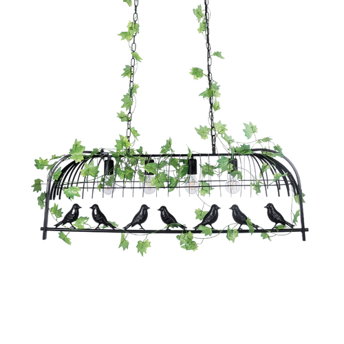 GLOBOSTAR® NEST 01255 Vintage Κρεμαστό Φωτιστικό Οροφής με Ντουί 4 x E27 AC 220-240V IP20 - Mαύρο & Πράσινο - Μ103 x Π34 x Υ36.5cm