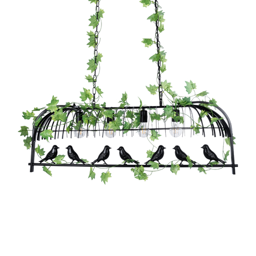 GLOBOSTAR® NEST 01255 Vintage Κρεμαστό Φωτιστικό Οροφής με Ντουί 4 x E27 AC 220-240V IP20 - Mαύρο & Πράσινο - Μ103 x Π34 x Υ36.5cm