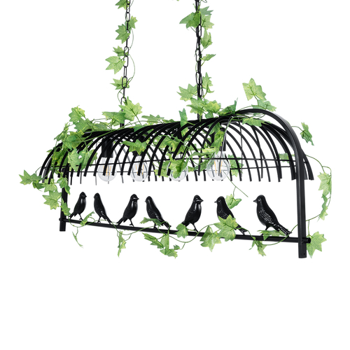 GLOBOSTAR® NEST 01255 Vintage Κρεμαστό Φωτιστικό Οροφής με Ντουί 4 x E27 AC 220-240V IP20 - Mαύρο & Πράσινο - Μ103 x Π34 x Υ36.5cm