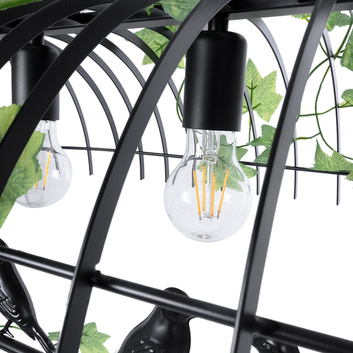 GLOBOSTAR® NEST 01255 Vintage Κρεμαστό Φωτιστικό Οροφής με Ντουί 4 x E27 AC 220-240V IP20 - Mαύρο & Πράσινο - Μ103 x Π34 x Υ36.5cm