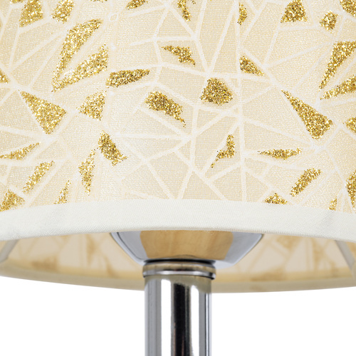 GloboStar® MOSAIC 01262 Κλασικό Επιτραπέζιο Φωτιστικό Πορτατίφ Μονόφωτο 1 x E27 IP20 Μπεζ Ξύλο με Μπεζ & Χρυσό Ύφασμα - Μ14 x Π14 x Υ26cm