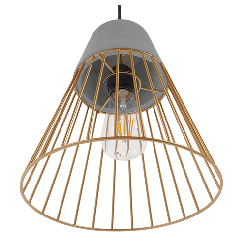 GLOBOSTAR® DURANT 01323 Μοντέρνο Κρεμαστό Φωτιστικό Οροφής με Ντουί 1 x E27 AC 220-240V IP20 - Γκρι & Χρυσό - Μ25 x Π25 x Υ31cm