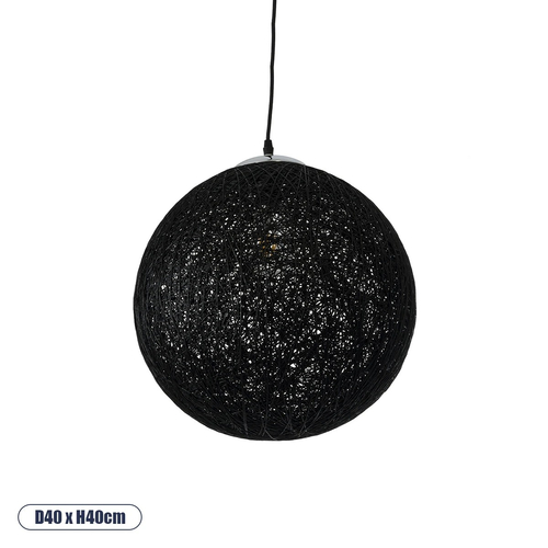 GLOBOSTAR® OCEANA 01360 Boho Κρεμαστό Φωτιστικό Οροφής με Ντουί 1 x E27 AC 220-240V IP20 - Μαύρο - Μ40 x Π40 x Υ40cm