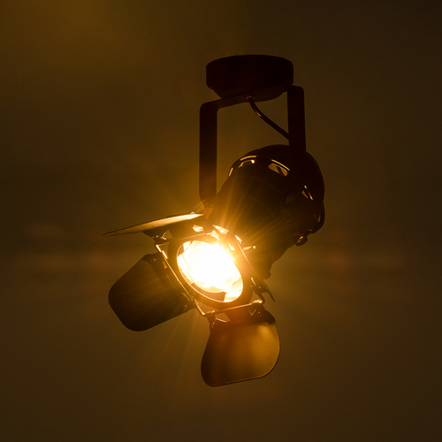 GLOBOSTAR® DETROIT 01372 Vintage Φωτιστικό Οροφής με Ντουί 1 x E27 AC 220-240V IP20 - Μαύρο - Μ26 x Π26 x Υ37cm