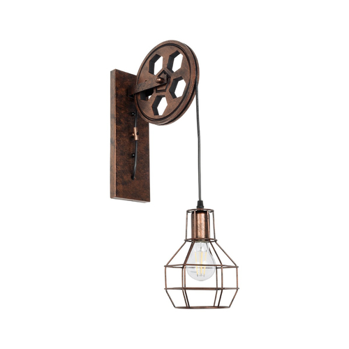 GLOBOSTAR® RYDON 01216 Vintage Φωτιστικό Τοίχου - Απλίκα με Ντουί 1 x E27 AC 220-240V IP20 - Χάλκινο Εφέ Σκουριάς - Μ15 x Π24 x Υ70cm