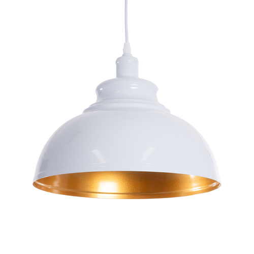 GLOBOSTAR® ANDY 00999 Μοντέρνο Κρεμαστό Φωτιστικό Οροφής με Ντουί 1 x E27 AC 220-240V IP20 - Λευκό & Χρυσό - Μ35 x Π35 x Υ28cm