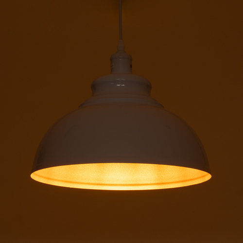 GLOBOSTAR® ANDY 00999 Μοντέρνο Κρεμαστό Φωτιστικό Οροφής με Ντουί 1 x E27 AC 220-240V IP20 - Λευκό & Χρυσό - Μ35 x Π35 x Υ28cm