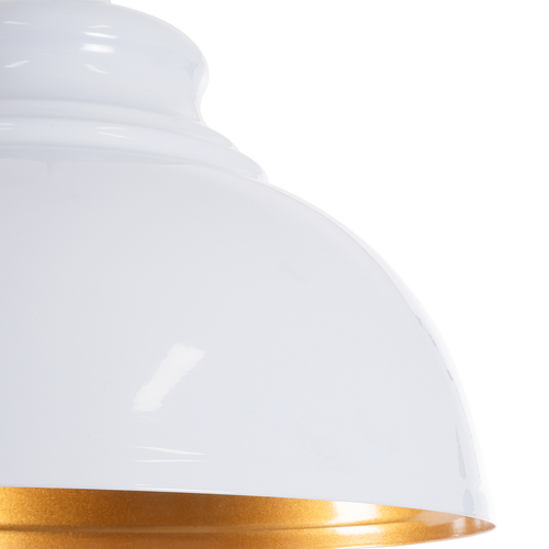 GLOBOSTAR® ANDY 00999 Μοντέρνο Κρεμαστό Φωτιστικό Οροφής με Ντουί 1 x E27 AC 220-240V IP20 - Λευκό & Χρυσό - Μ35 x Π35 x Υ28cm