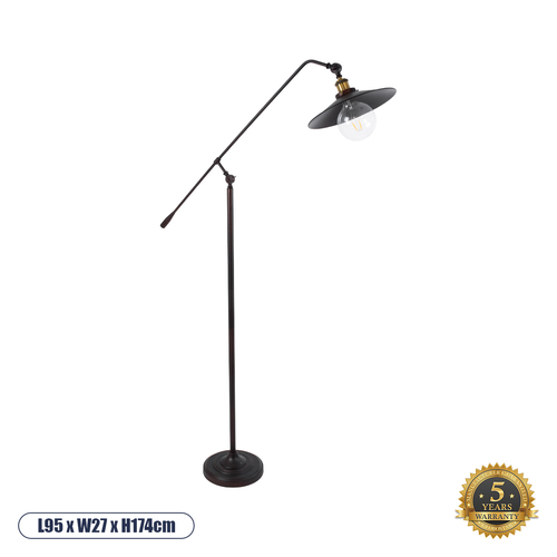 GLOBOSTAR® SILENE 01243 Vintage Επιδαπέδιο Φωτιστικό με Ντουί 1 x E27 AC 220-240V IP20 - Μαύρο & Χρυσό - Μ30 x Π30 x Υ194cm