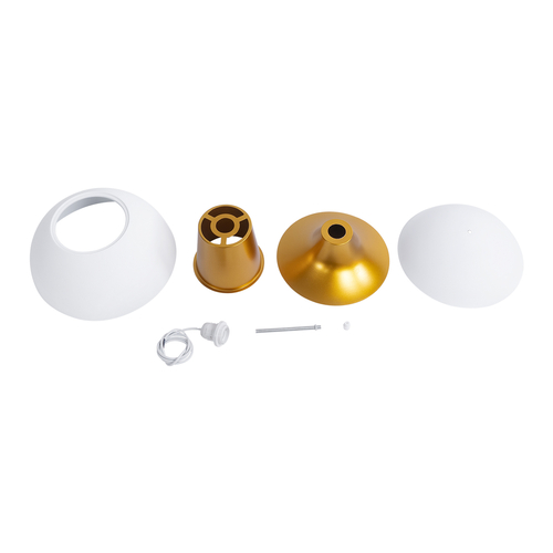 GLOBOSTAR® SEVILLE 01268 Μοντέρνο Κρεμαστό Φωτιστικό Οροφής με Ντουί 1 x E27 AC 220-240V IP20 - Λευκό & Χρυσό - Μ35 x Π35 x Υ35cm