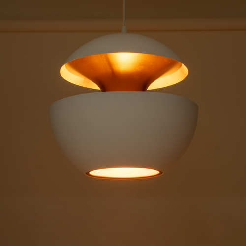 GLOBOSTAR® SEVILLE 01268 Μοντέρνο Κρεμαστό Φωτιστικό Οροφής με Ντουί 1 x E27 AC 220-240V IP20 - Λευκό & Χρυσό - Μ35 x Π35 x Υ35cm