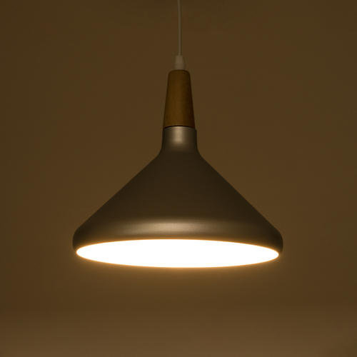 GLOBOSTAR® FELICITA 01277 Μοντέρνο Κρεμαστό Φωτιστικό Οροφής με Ντουί 1 x E27 AC 220-240V IP20 - Ασημί & Μπεζ - Μ30 x Π30 x Υ25cm