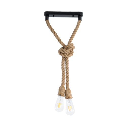 GLOBOSTAR® ROPE 01279 Boho Κρεμαστό Φωτιστικό Οροφής με Ντουί 2 x E27 AC 220-240V IP20 - Μπεζ - Μ30 x Π3.5 x Υ100cm