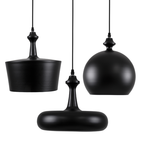 GLOBOSTAR® ROCKFORD 01287 Μοντέρνο Κρεμαστό Φωτιστικό Οροφής με Ντουί 3 x E27 AC 220-240V IP20 - Μαύρο & Χρυσό - Μ86 x Π86 x Υ30cm