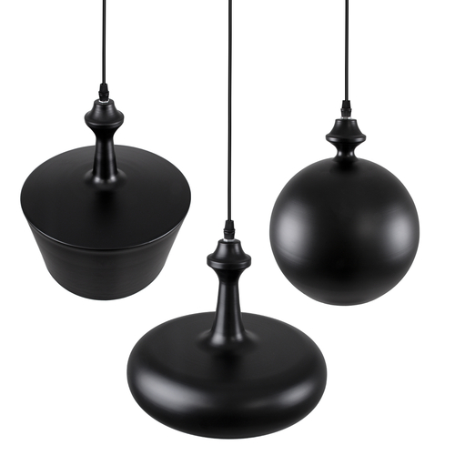 GLOBOSTAR® ROCKFORD 01287 Μοντέρνο Κρεμαστό Φωτιστικό Οροφής με Ντουί 3 x E27 AC 220-240V IP20 - Μαύρο & Χρυσό - Μ86 x Π86 x Υ30cm