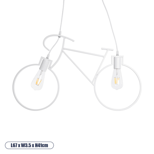 GLOBOSTAR® BIKE 01300 Vintage Κρεμαστό Φωτιστικό Οροφής με Ντουί 2 x E27 AC 220-240V IP20 - Λευκό - Μ67 x Π3.5 x Υ41cm