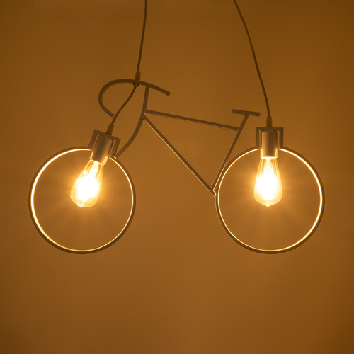 GLOBOSTAR® BIKE 01300 Vintage Κρεμαστό Φωτιστικό Οροφής με Ντουί 2 x E27 AC 220-240V IP20 - Λευκό - Μ67 x Π3.5 x Υ41cm