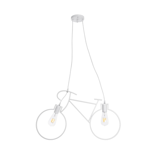 GLOBOSTAR® BIKE 01300 Vintage Κρεμαστό Φωτιστικό Οροφής με Ντουί 2 x E27 AC 220-240V IP20 - Λευκό - Μ67 x Π3.5 x Υ41cm