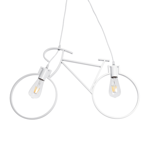 GLOBOSTAR® BIKE 01300 Vintage Κρεμαστό Φωτιστικό Οροφής με Ντουί 2 x E27 AC 220-240V IP20 - Λευκό - Μ67 x Π3.5 x Υ41cm
