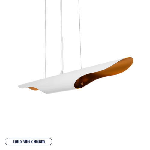 GLOBOSTAR® ESTERINA 01305 Μοντέρνο Κρεμαστό Φωτιστικό Οροφής με Ντουί 2 x E27 AC 220-240V IP20 - Λευκό & Χρυσό - Μ60 x Π6 x Υ6cm