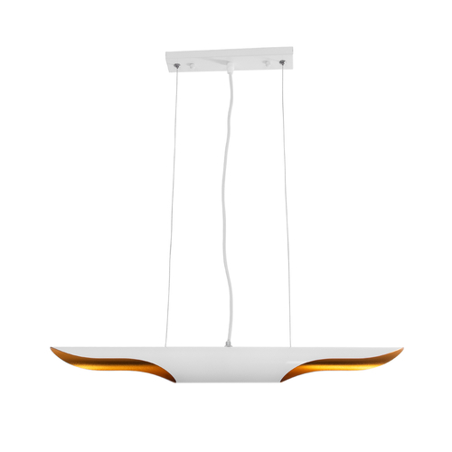 GLOBOSTAR® ESTERINA 01305 Μοντέρνο Κρεμαστό Φωτιστικό Οροφής με Ντουί 2 x E27 AC 220-240V IP20 - Λευκό & Χρυσό - Μ60 x Π6 x Υ6cm