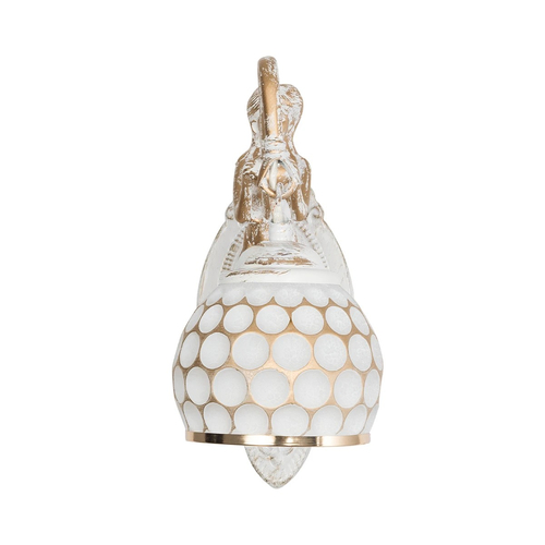 GLOBOSTAR® MERMAID 01317 Vintage Φωτιστικό Τοίχου - Απλίκα με Ντουί 1 x E27 AC 220-240V IP20 - Χρυσό & Λευκό - Μ12.5 x Π28 x Υ27cm