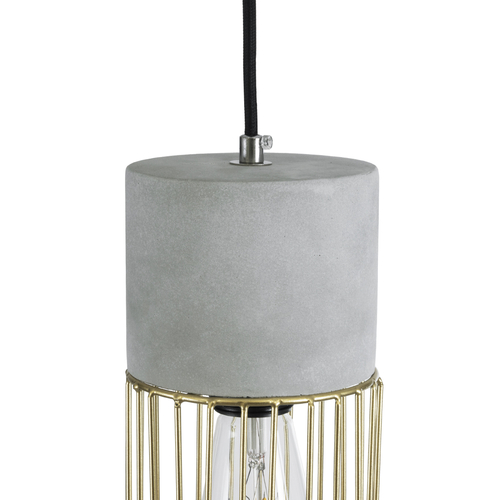 GLOBOSTAR® DURANT 01322 Μοντέρνο Κρεμαστό Φωτιστικό Οροφής με Ντουί 1 x E27 AC 220-240V IP20 - Γκρι & Χρυσό - Μ12 x Π12 x Υ40cm