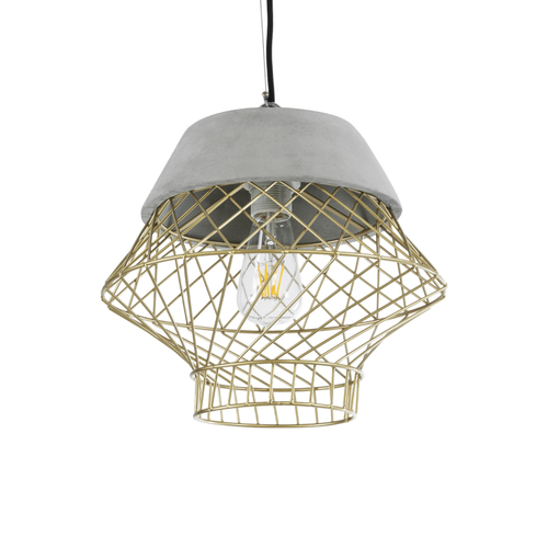 GLOBOSTAR® DURANT 01324 Μοντέρνο Κρεμαστό Φωτιστικό Οροφής με Ντουί 1 x E27 AC 220-240V IP20 - Γκρι & Χρυσό - Μ35 x Π35 x Υ35cm