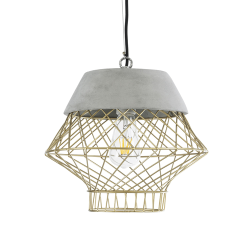 GLOBOSTAR® DURANT 01324 Μοντέρνο Κρεμαστό Φωτιστικό Οροφής με Ντουί 1 x E27 AC 220-240V IP20 - Γκρι & Χρυσό - Μ35 x Π35 x Υ35cm