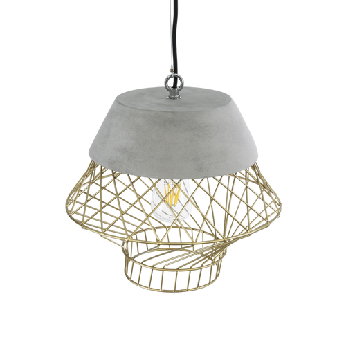 GLOBOSTAR® DURANT 01324 Μοντέρνο Κρεμαστό Φωτιστικό Οροφής με Ντουί 1 x E27 AC 220-240V IP20 - Γκρι & Χρυσό - Μ35 x Π35 x Υ35cm