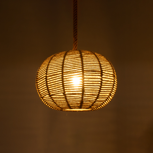 GLOBOSTAR® MANDALA 01331 Vintage Κρεμαστό Φωτιστικό Οροφής με Ντουί 1 x E27 AC 220-240V IP20 - Μπεζ - Μ40 x Π40 x Υ33cm