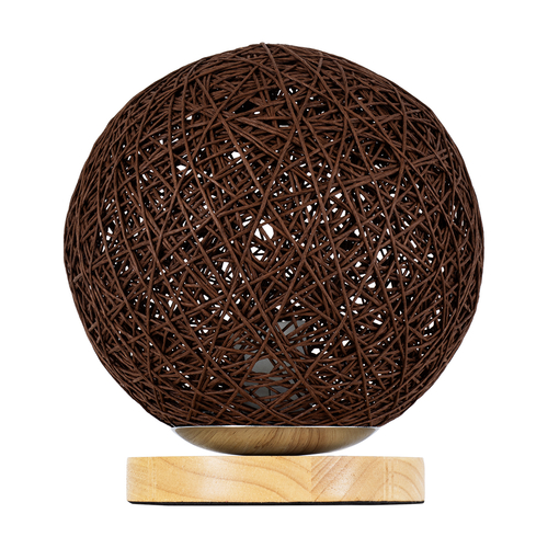 GloboStar® OCEANA 01337 Μοντέρνο Επιτραπέζιο Φωτιστικό Πορτατίφ Μονόφωτο 1 x E27 IP20 Καφέ Ρατάν με Μπεζ Ξύλο - M20 x Π20 x Υ22cm