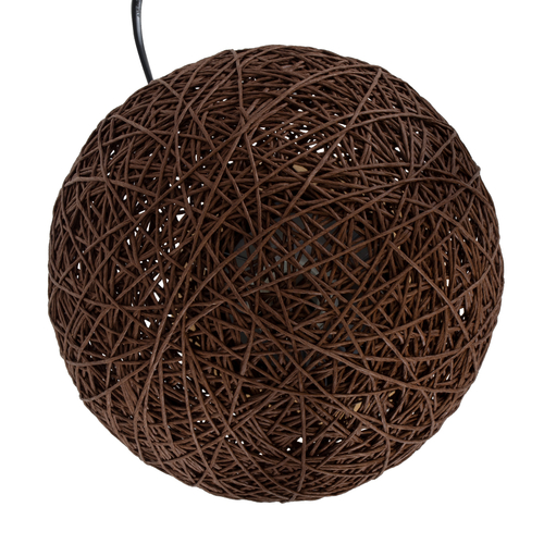 GloboStar® OCEANA 01337 Μοντέρνο Επιτραπέζιο Φωτιστικό Πορτατίφ Μονόφωτο 1 x E27 IP20 Καφέ Ρατάν με Μπεζ Ξύλο - M20 x Π20 x Υ22cm