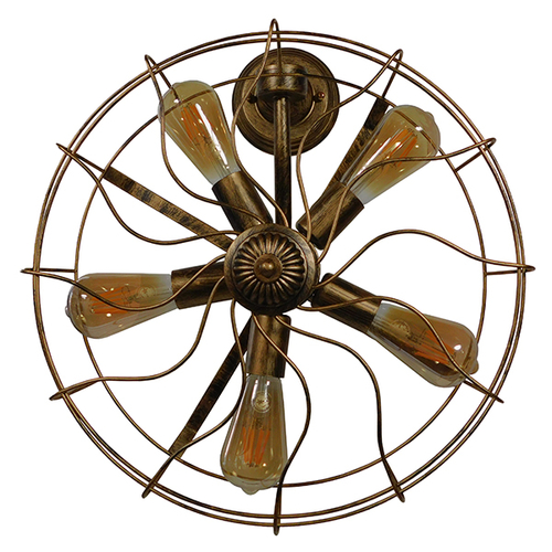 GLOBOSTAR® FAN 01381 Vintage Φωτιστικό Τοίχου - Απλίκα με Ντουί 5 x E27 AC 220-240V IP20 - Μπρούτζινο - Μ46 x Π22 x Υ46cm