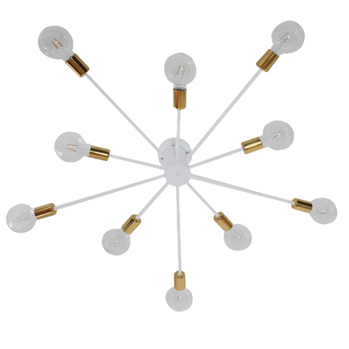 GLOBOSTAR® OLINDA 01383 Μοντέρνο Φωτιστικό Οροφής με Ντουί 10 x E27 AC 220-240V IP20 - Λευκό & Χρυσό - Μ95 x Π95 x Υ17cm