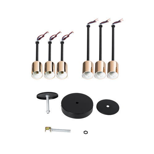 GLOBOSTAR® OLINDA 01384 Μοντέρνο Φωτιστικό Οροφής με Ντουί 6 x E27 AC 220-240V IP20 - Μαύρο & Χάλκινο - Μ60 x Π60 x Υ20cm