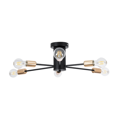 GLOBOSTAR® OLINDA 01384 Μοντέρνο Φωτιστικό Οροφής με Ντουί 6 x E27 AC 220-240V IP20 - Μαύρο & Χάλκινο - Μ60 x Π60 x Υ20cm