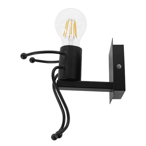 GLOBOSTAR® LITTLEMAN 01388 Vintage Φωτιστικό Τοίχου - Απλίκα με Ντουί 1 x E27 AC 220-240V IP20 - Μαύρο - Μ12 x Π19 x Υ17cm