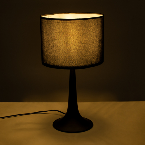 GloboStar® AMBROSIA 01394 Μοντέρνο Επιτραπέζιο Φωτιστικό Πορτατίφ Μονόφωτο 1 x E27 IP20 Μαύρο Μέταλλο με Μαύρο Ύφασμα - Μ25 x Π25 x Υ46cm
