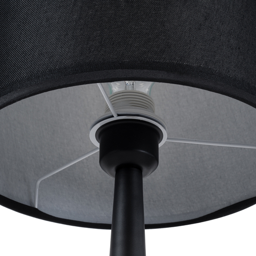 GloboStar® AMBROSIA 01394 Μοντέρνο Επιτραπέζιο Φωτιστικό Πορτατίφ Μονόφωτο 1 x E27 IP20 Μαύρο Μέταλλο με Μαύρο Ύφασμα - Μ25 x Π25 x Υ46cm